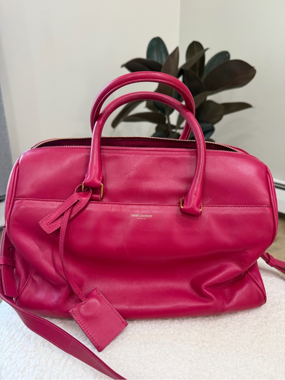 Saint Laurent Fuchsia Leather Satchel